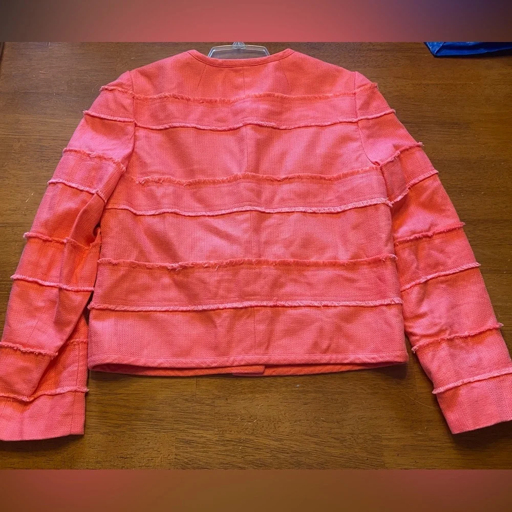J. Crew Coral Fringe-Trim Cropped Lady Jacket